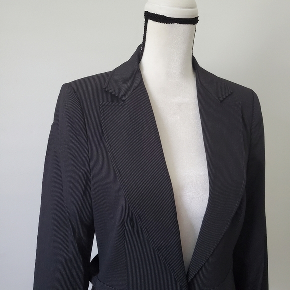 Reiss Goblin Cropped Striped Suite Blazer Jacket Wool Blend Size 14 - Picture 4 of 15